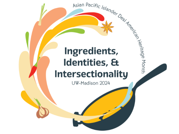 The APIDA 2024 heritage month logo for UW–Madison. This year's theme is Ingredients, identities, & intersectionality and depicts an illustration of a soup ladle with a swirl of vegetable soup.