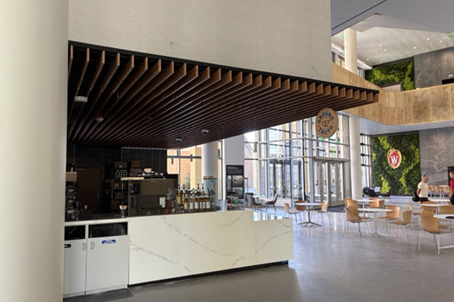 Ground Truth Cafe: Counter and tables near north entrance